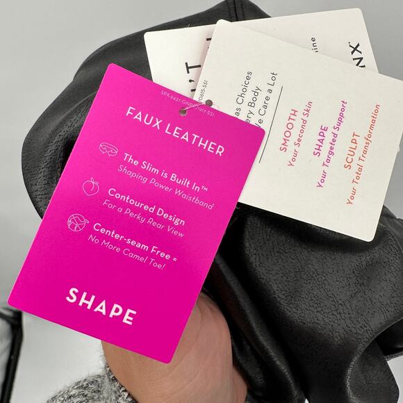 SPANX NWT Faux Leather Moto Leggings in Very Black // XS - Picture 13 of 13